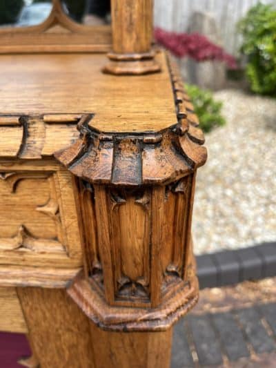 Gothic Revival Oak Sideboard Credenza - Image 15