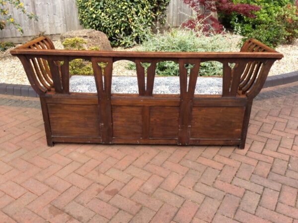 Arts and Crafts Oak Settle c1900's - Image 6