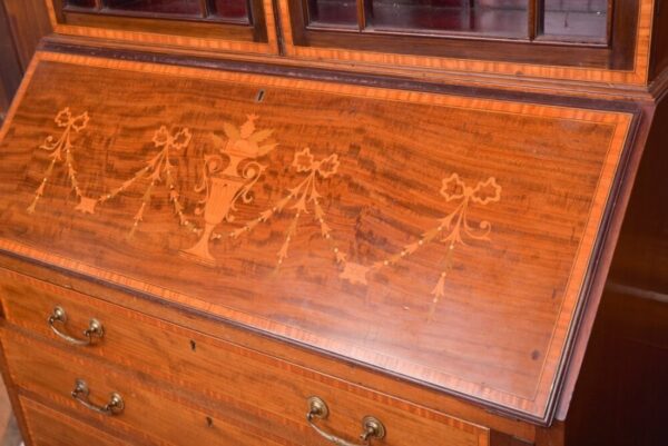 Edwardian Marquetry Inlaid Bureau Bookcase SAI2093 - Image 16