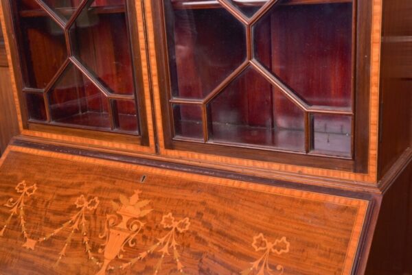 Edwardian Marquetry Inlaid Bureau Bookcase SAI2093 - Image 14