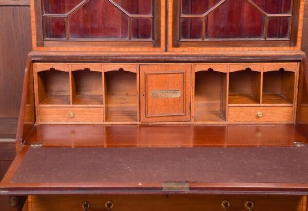 Edwardian Marquetry Inlaid Bureau Bookcase SAI2093 - Image 13