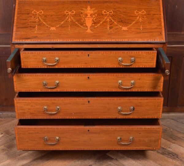 Edwardian Marquetry Inlaid Bureau Bookcase SAI2093 - Image 3