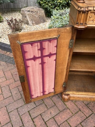 Gothic Revival Oak Sideboard Credenza - Image 10