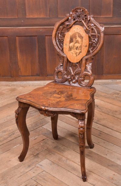 Black Forest Carved Hall Chair SAI2034 - Image 3