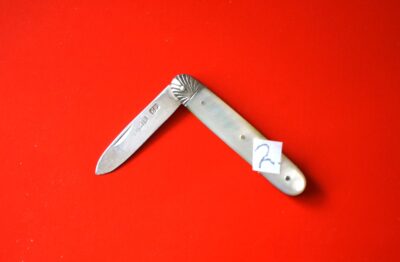 Antique 1896 Miniature Silver Mother of Pearl Fruit Knife -  No 2