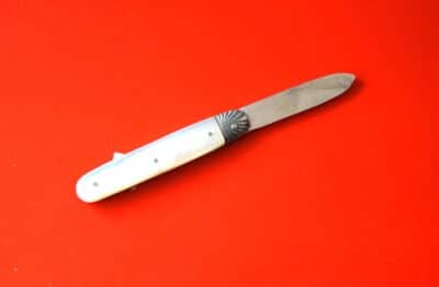 Antique 1896 Miniature Silver Mother of Pearl Fruit Knife -  No 2 - Image 4