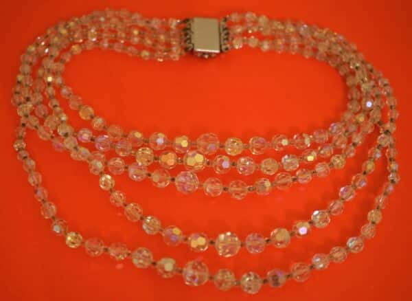 A Rare & Stunning 50s AURORA BOREALIS Necklace With Sparkling Rhinestone Clasp - Boxed - Image 4