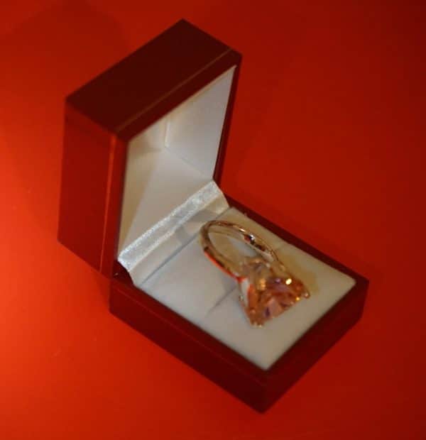 Vintage New Old Stock Pink C Z Dress Ring - Image 4