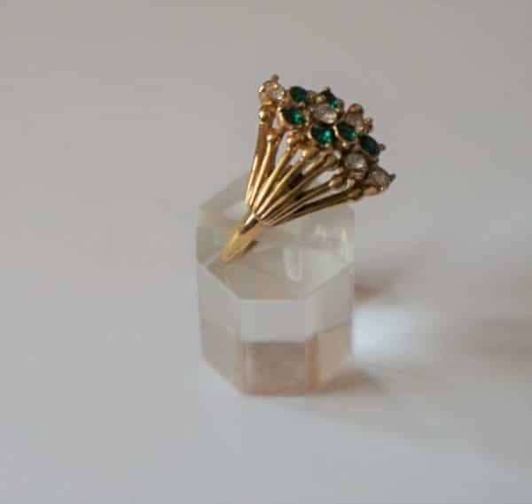 Vintage Atwood & Sawyer Emerald & Diamond Crystal Ring - Boxed - Image 2