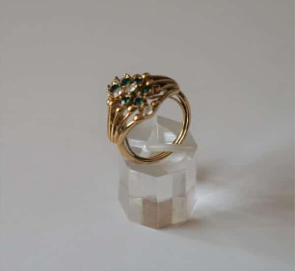Vintage Atwood & Sawyer Emerald & Diamond Crystal Ring - Boxed - Image 4