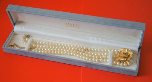 Vintage Simulated Two Strand Pearl Necklace & Pendant With Extension