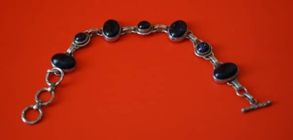 A New Old 925 Sterling Silver Purple Sparkle Cabochon Gem Set Bracelet - Boxed - Image 4
