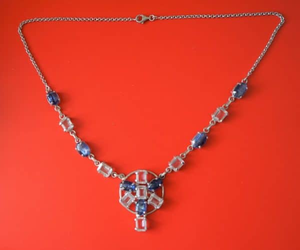SALE - Ornate 925 Sterling Silver Gem Set Necklace - Gift / Jewellery / Pendant