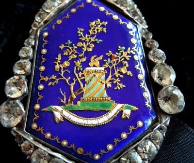 Georgian Silver, Enamel and Black Dot Crystal Pendant - Image 2