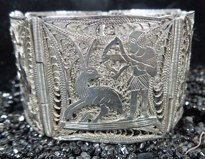 Egyptian silver bracelet antique deals