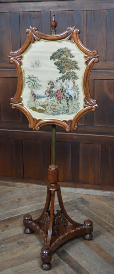 Victorian Rosewood Pole Screen SAI3342 fire screen Antique Furniture 3