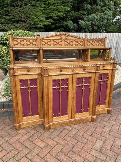 Gothic Revival Oak Sideboard Credenza