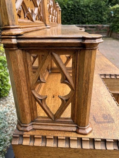 Gothic Revival Oak Sideboard Credenza - Image 5