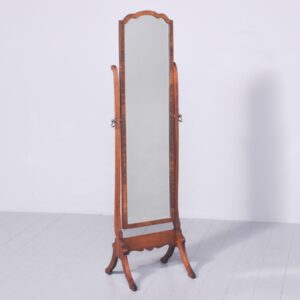 Neat Sized Mahogany Framed Bevel-Edged Cheval Mirror Cheval Mirror Antique Mirrors
