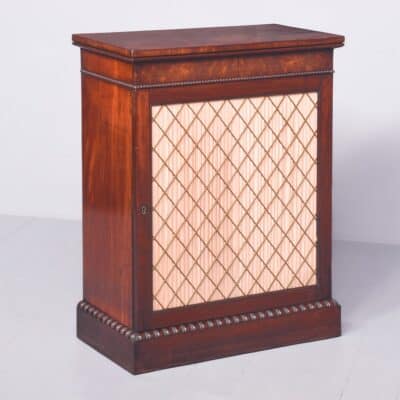 Quality Brass Regency Mahogany Pier Cabinet with Brass Grill Door