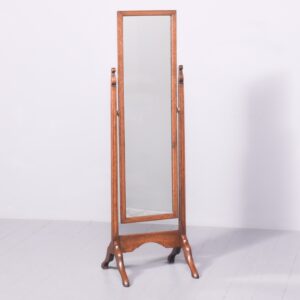 Neat-Sized Cottage Style Oak Cheval Mirror antique mirrors Antique Mirrors