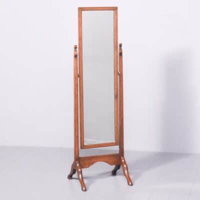 Neat-Sized Cottage Style Oak Cheval Mirror