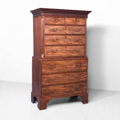 Chippendale Period Secretaire Chest on Chest