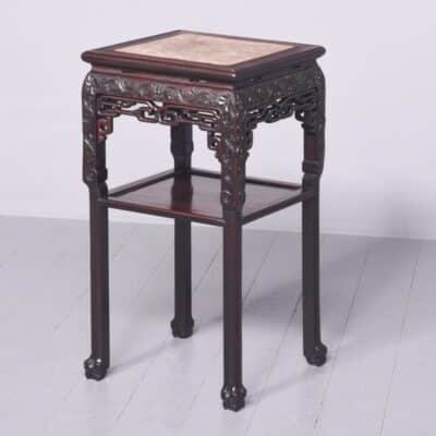 Qing Dynasty Two Tier Marble Topped Huanghuali Stand