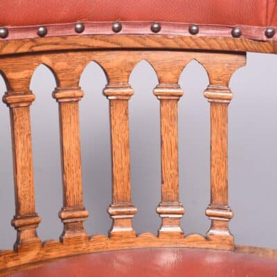 Solid Oak Framed Edwardian Swivel Desk Chair - Image 5