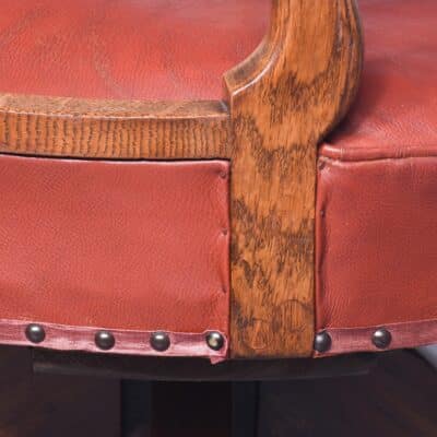 Solid Oak Framed Edwardian Swivel Desk Chair - Image 8