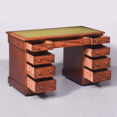 Neat-Sized Victorian Mahogany Knee-Hole Writing Desk - Image 7