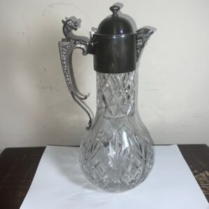 Decanter quality crystal cut glass silver plated Antique Glassware