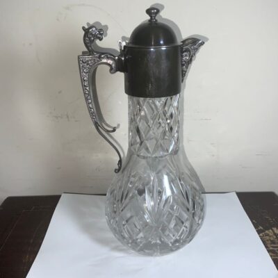 Decanter quality crystal cut glass silver plated