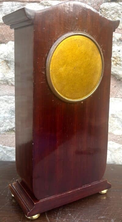 Art Nouveau Mahogany Edwardian Timepiece Clock MOP Tulip Inlay - Image 8