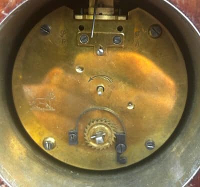 Art Nouveau Mahogany Edwardian Timepiece Clock MOP Tulip Inlay - Image 11