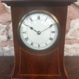 Stunning Mahogany Edwardian Timepiece Clock Dome Top With Wasted Sides Antique Clocks