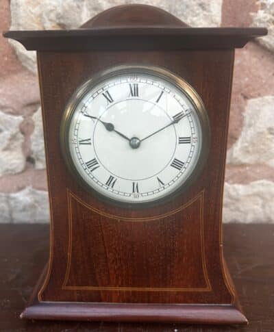 Stunning Mahogany Edwardian Timepiece Clock Dome Top With Wasted Sides