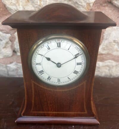 Stunning Mahogany Edwardian Timepiece Clock Dome Top With Wasted Sides - Image 3