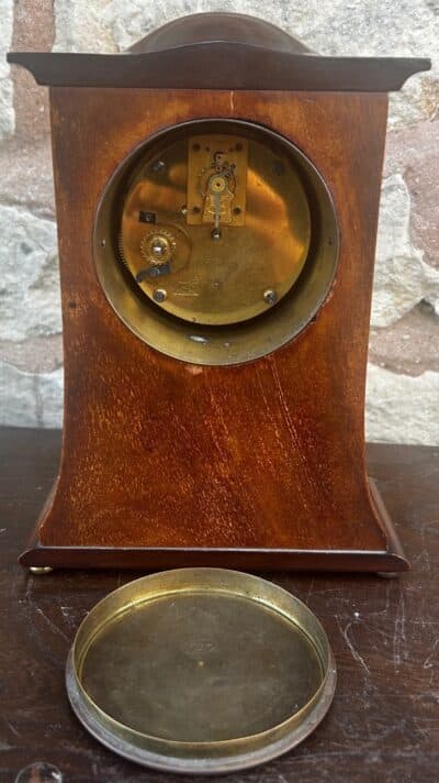 Stunning Mahogany Edwardian Timepiece Clock Dome Top With Wasted Sides - Image 9