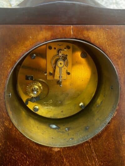 Stunning Mahogany Edwardian Timepiece Clock Dome Top With Wasted Sides - Image 10