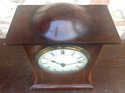 Stunning Mahogany Edwardian Timepiece Clock Dome Top With Wasted Sides - Image 12