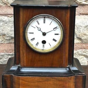 Early Victorian Antique walnut Ebonised 8 day Mantle Clock Circa 1850 c 1860 Antique Clocks