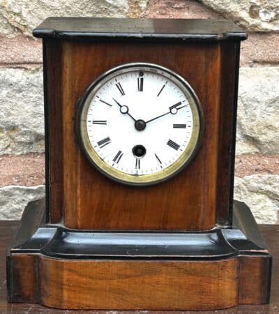 Early Victorian Antique walnut Ebonised 8 day Mantle Clock Circa 1850