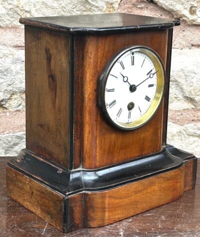 Early Victorian Antique walnut Ebonised 8 day Mantle Clock Circa 1850 - Image 2