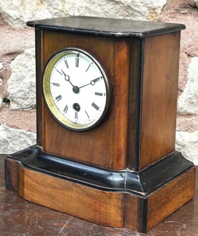 Early Victorian Antique walnut Ebonised 8 day Mantle Clock Circa 1850 - Image 3