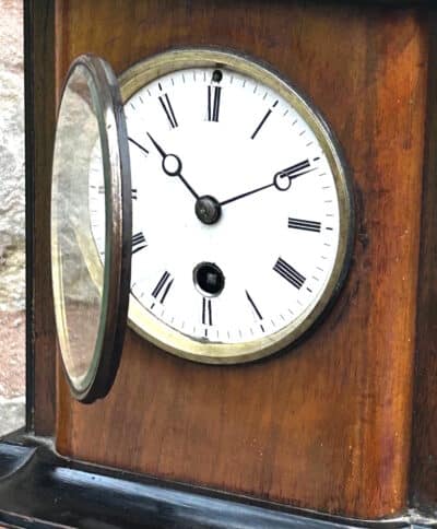 Early Victorian Antique walnut Ebonised 8 day Mantle Clock Circa 1850 - Image 4