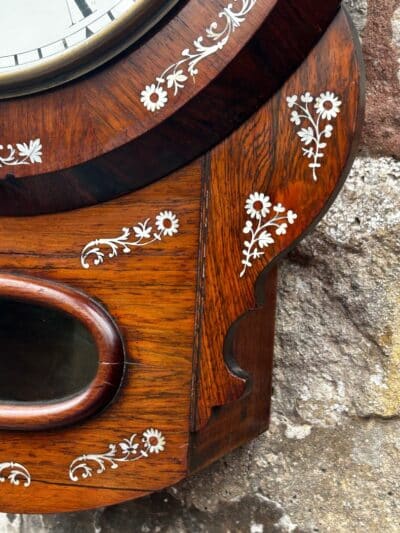 Stunning Antique Rosewood inlaid cased Oldham drop Dial Clock - Image 4