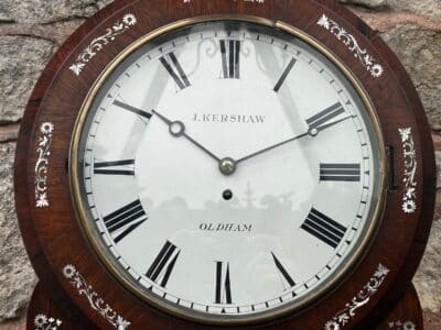 Stunning Antique Rosewood inlaid cased Oldham drop Dial Clock - Image 6