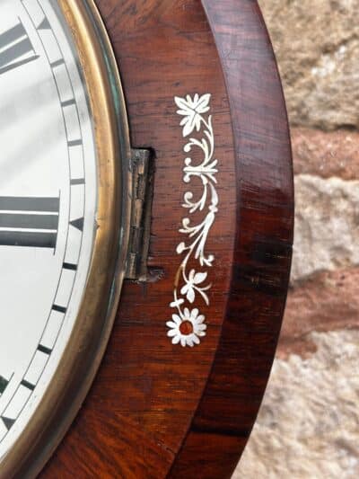 Stunning Antique Rosewood inlaid cased Oldham drop Dial Clock - Image 8