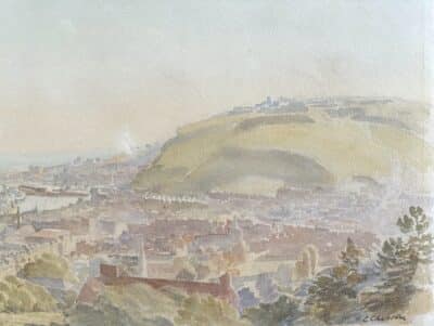 Original watercolour 'Dover' by Charles Cheston RWS.1889-1960. Signed. This may be the painting by Cheston exhibited at the RA in 1936 titled Dover and hung in the South rooms. - Image 2